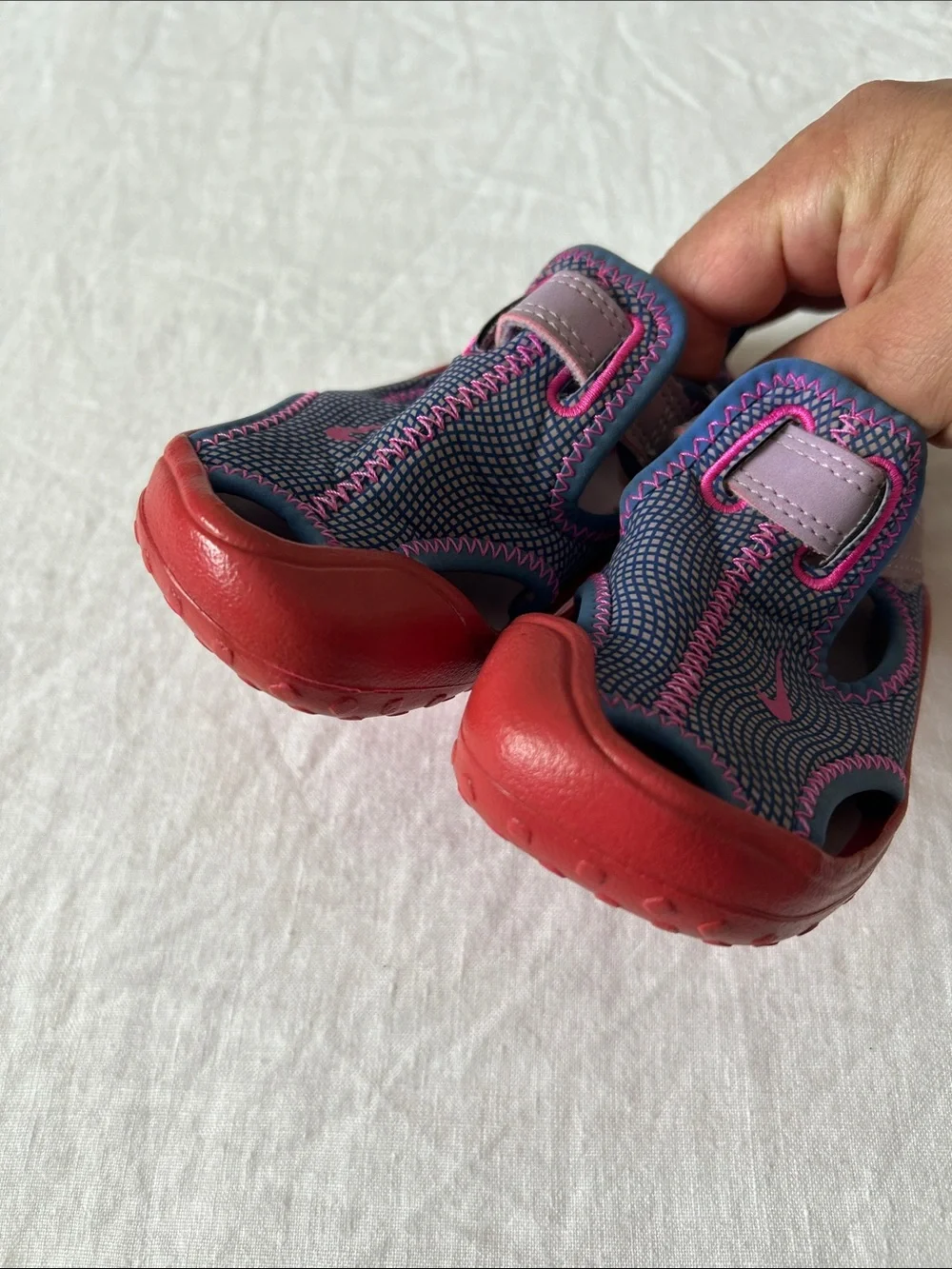 Nike Kids Navy, Pink and Red Open-Toe Water Sandals, Sz. 8, Gently Used.